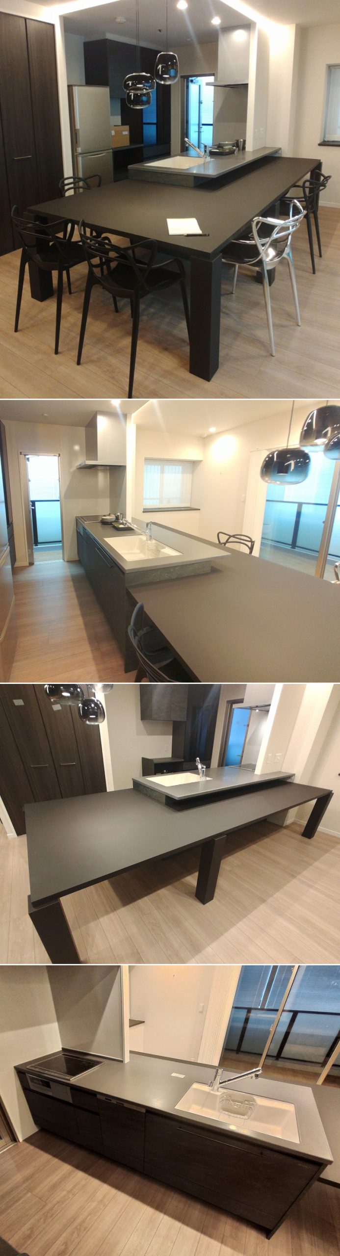 タカラスタンダード ■ 【W2580㎜/システムキッチン/セミオープンタイプ】+【W1630㎜/カップボード】+【ダイニングテーブル】セット■L03-K