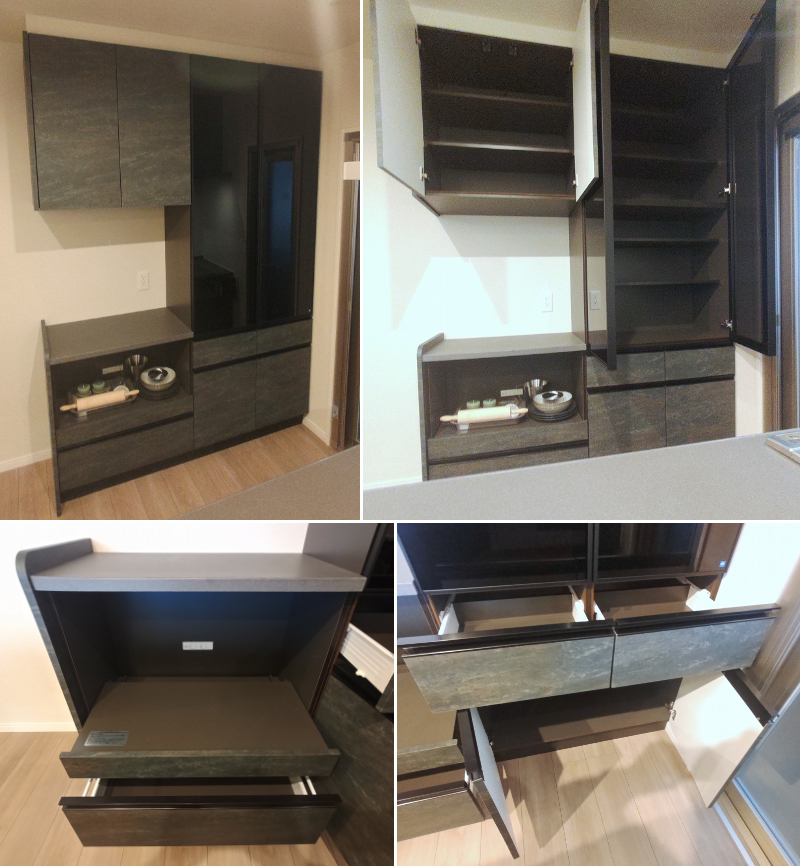 タカラスタンダード ■ 【W2580㎜/システムキッチン/セミオープンタイプ】+【W1630㎜/カップボード】+【ダイニングテーブル】セット■L03-K